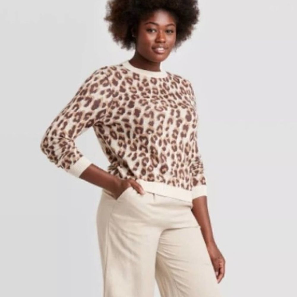 A New Day Cream & Brown Leopard Print Sweater